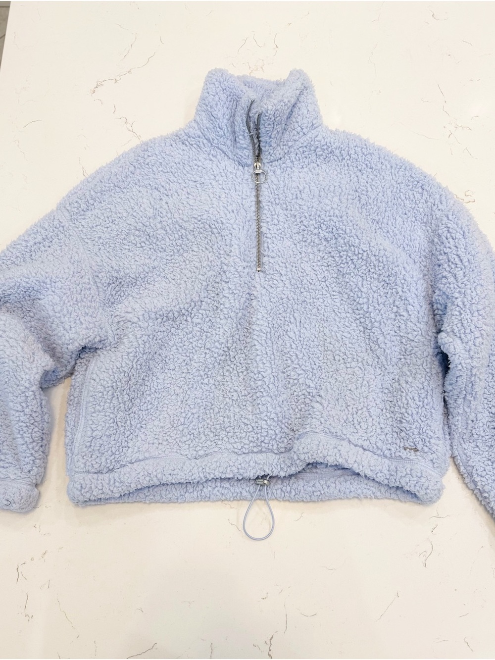 Hollister Baby Blue Sherpa Quarter Zip Pullover